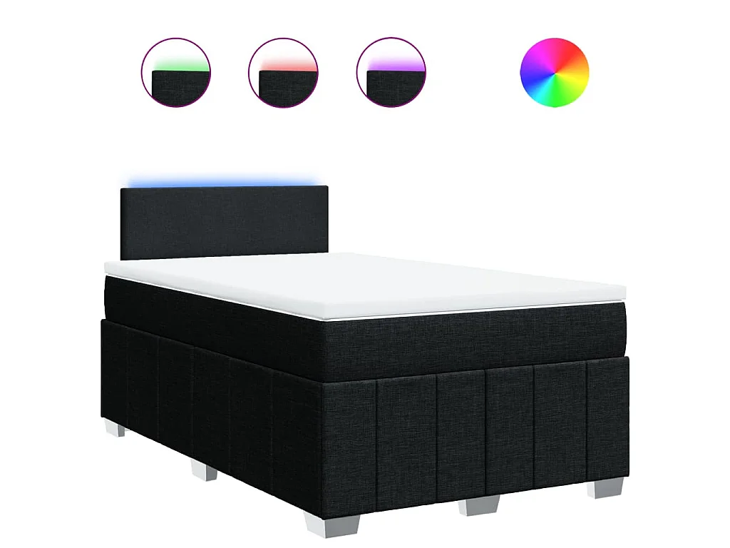 Cama boxspring com colchão 120x190 cm tecido preto