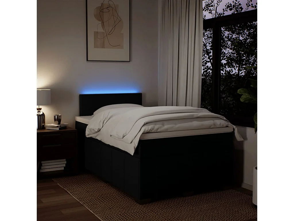 Cama boxspring com colchão 120x190 cm tecido preto