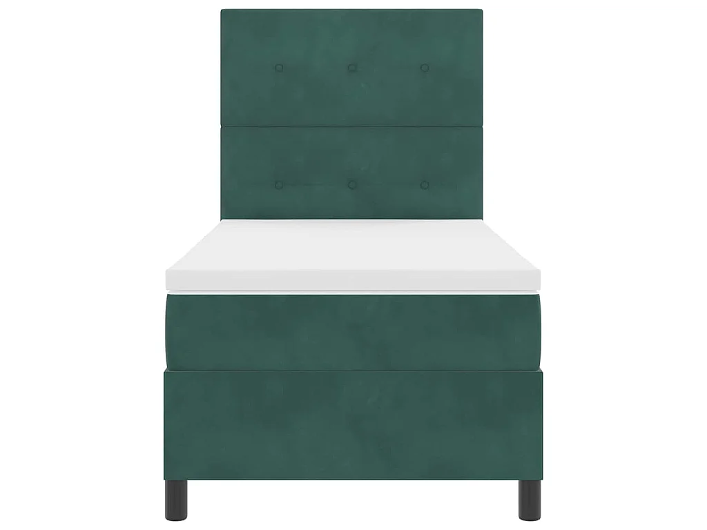 Letto a molle con testiera Verde Scuro 100 x 200 cm Velluto