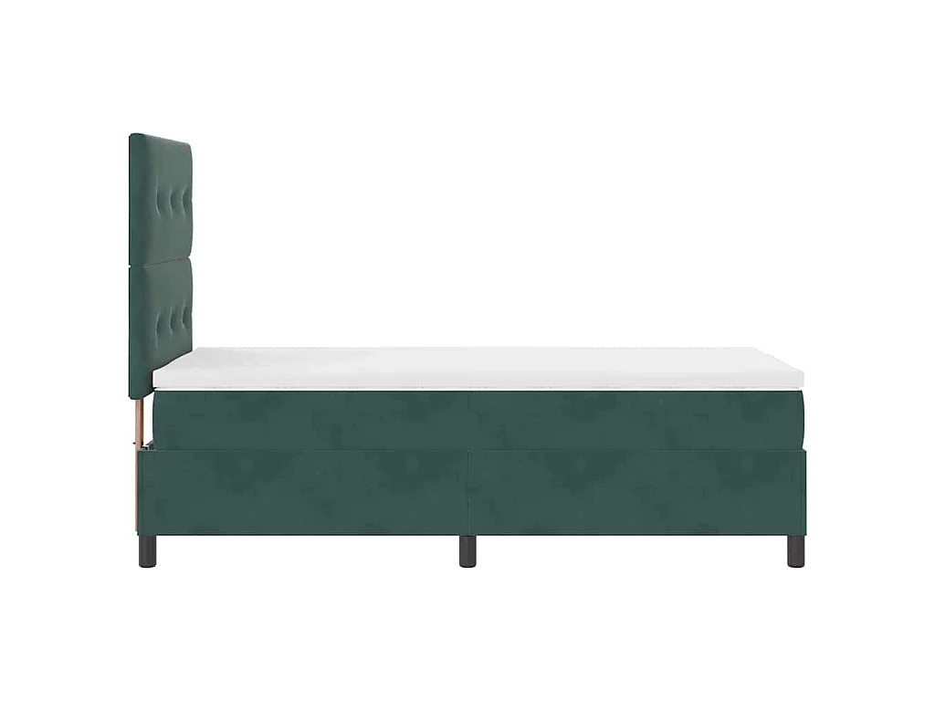 Letto a molle con testiera Verde Scuro 100 x 200 cm Velluto