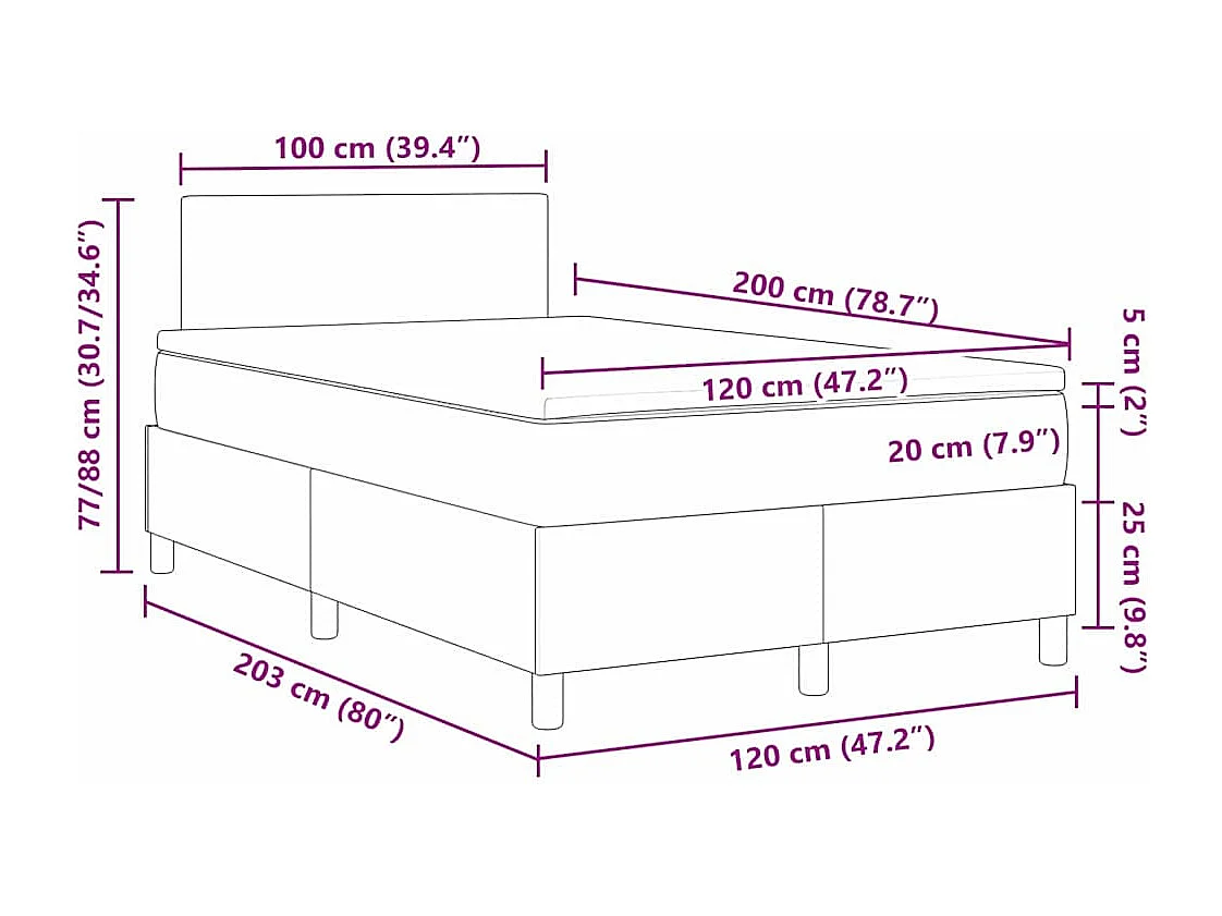 Boxspringbed Crème en Wit 120 x 200 cm Katoen Stof