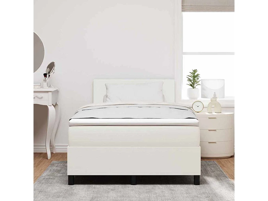 Letto a molle Crema e Bianco 120 x 200 cm Tessuto in Cords