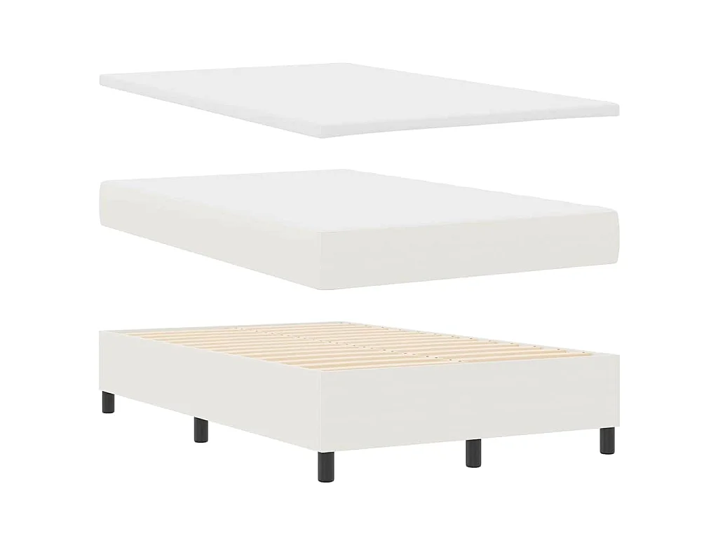 Letto a molle Crema e Bianco 120 x 200 cm Tessuto in Cords