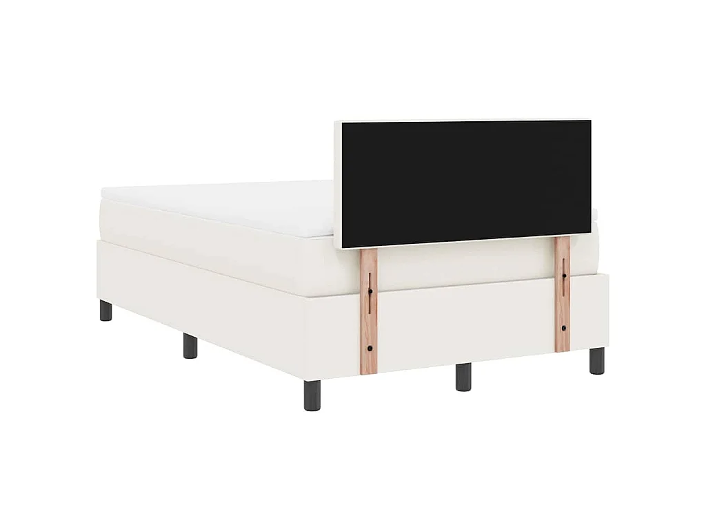 Letto a molle Crema e Bianco 120 x 200 cm Tessuto in Cords