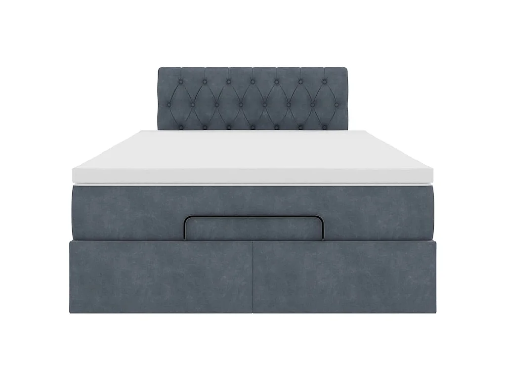Ottoman bed met matras 120x200cm fluweel donkergrijs