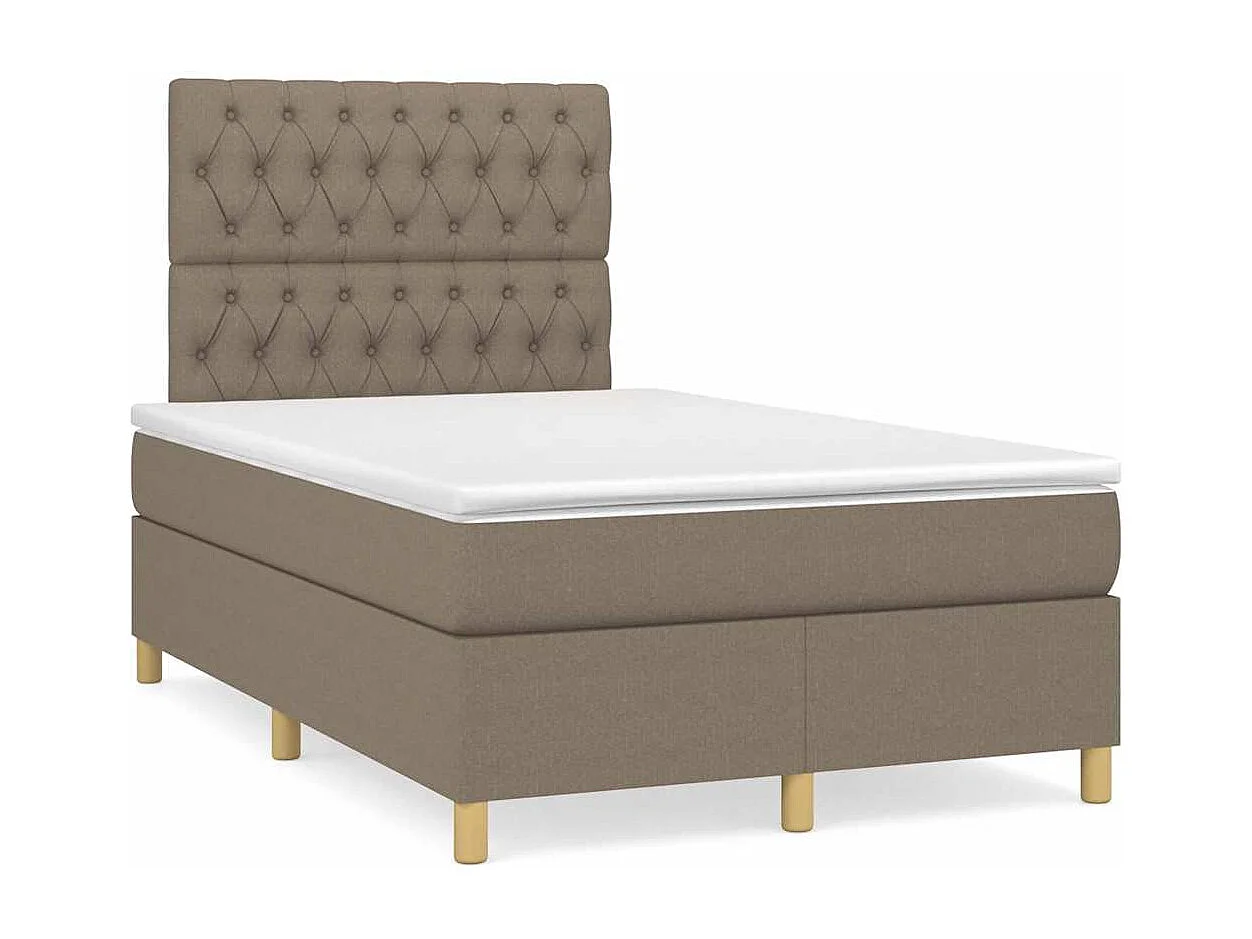 Boxspringbett mit Matratze & LED Taupe 120x190 cm Stoff