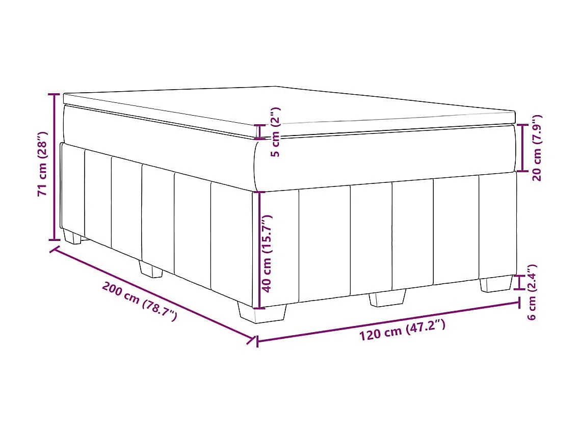 Cama com molas/colchão 120x200 cm tecido azul