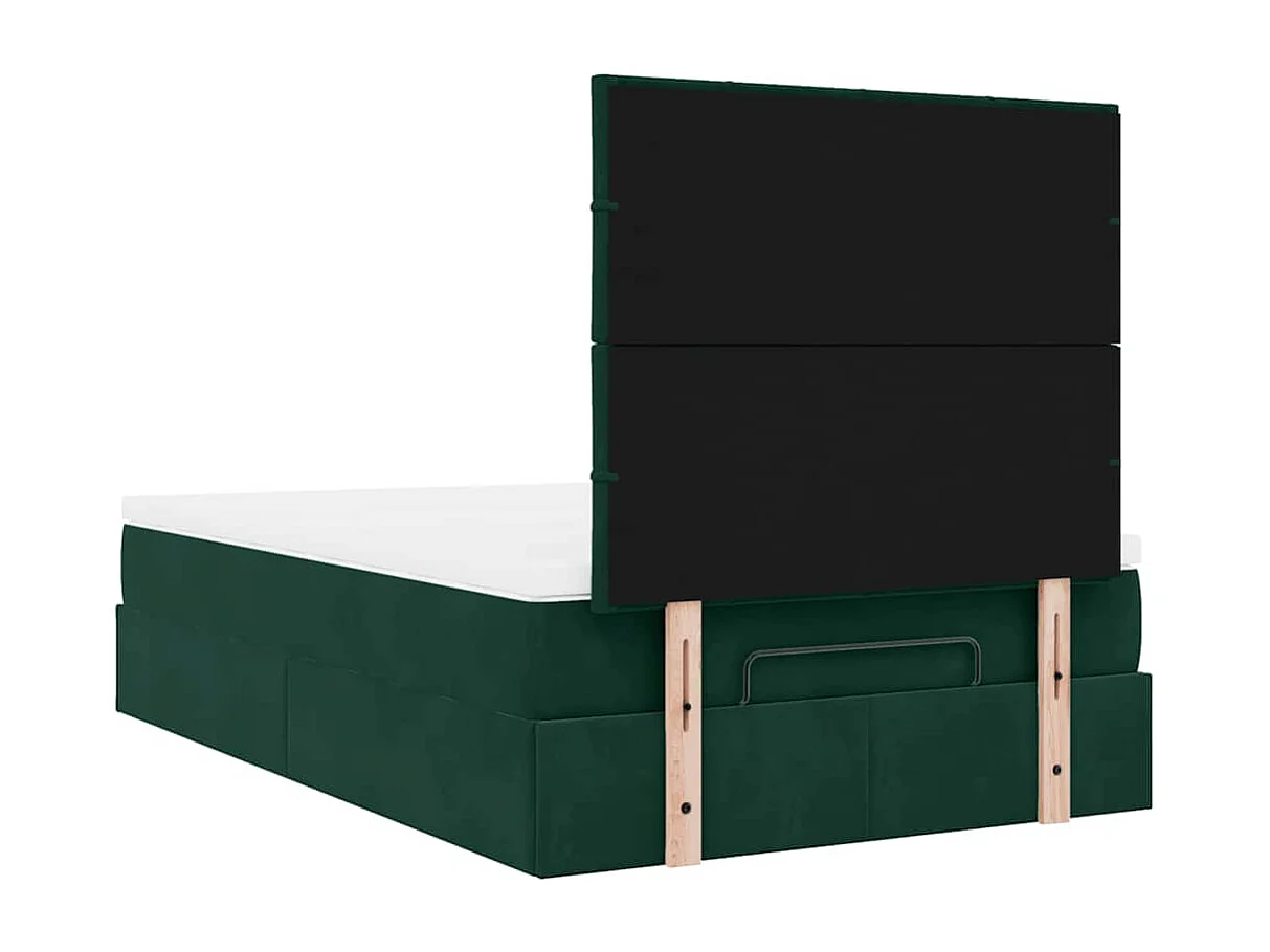 Ottoman-Bett mit Matratzen & LEDs Dunkelgrün 120x190 cm Samt