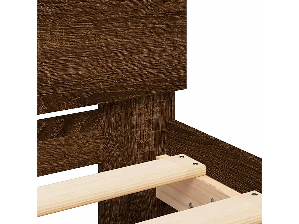 Estrutura cama cabeceira/luzes LED 120x200 cm carvalho castanho