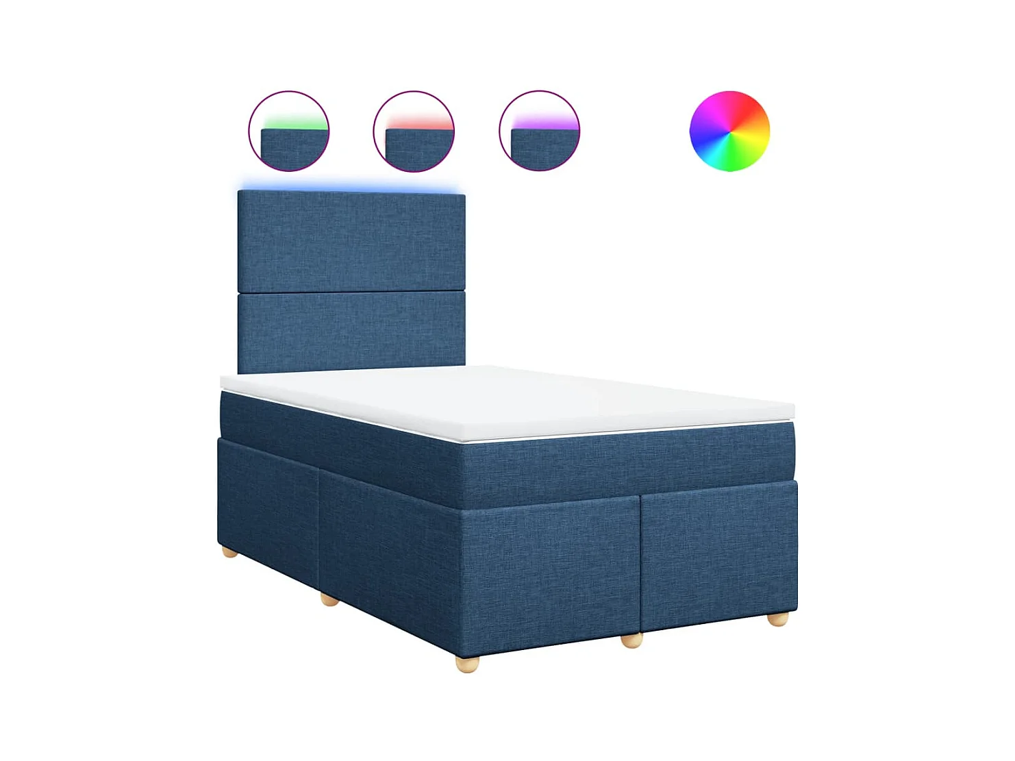 Sommier à lattes de lit avec matelas Bleu 120x200 cm Tissu