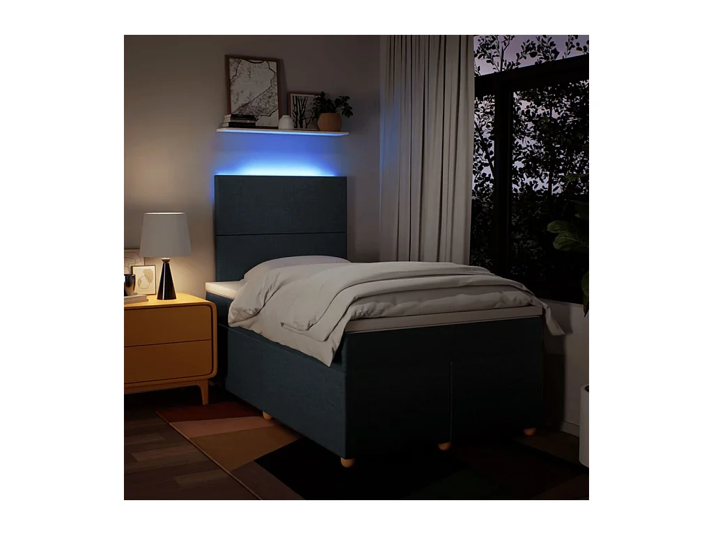 Sommier à lattes de lit avec matelas Bleu 120x200 cm Tissu