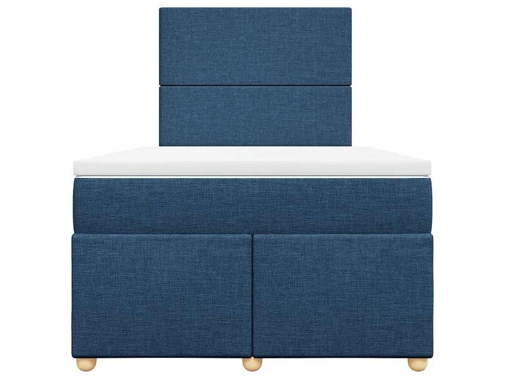 Cama box spring con colchón tela azul 120x200 cm