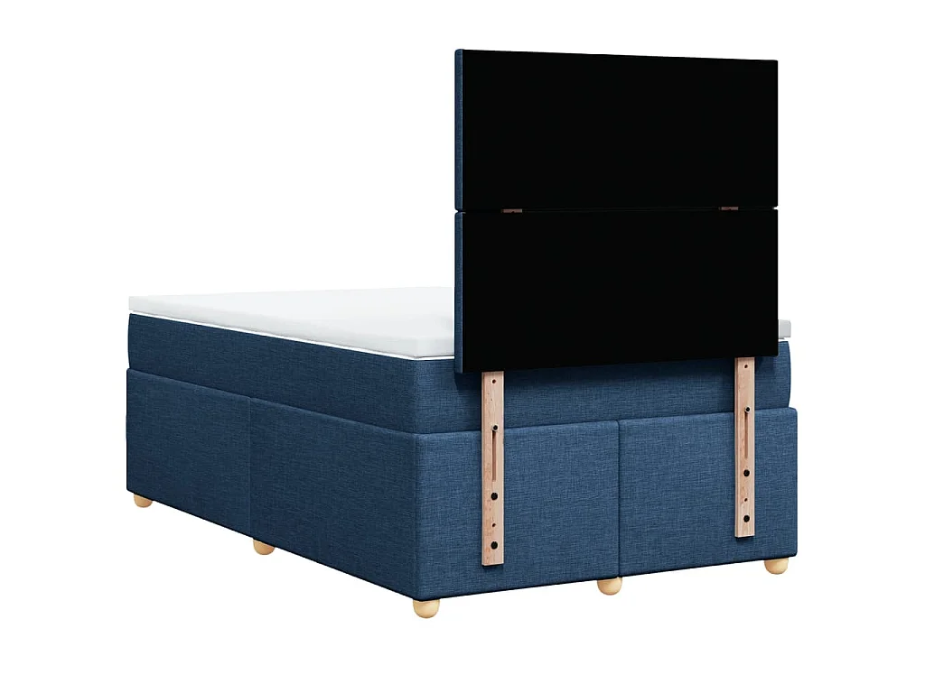 Cama box spring con colchón tela azul 120x200 cm