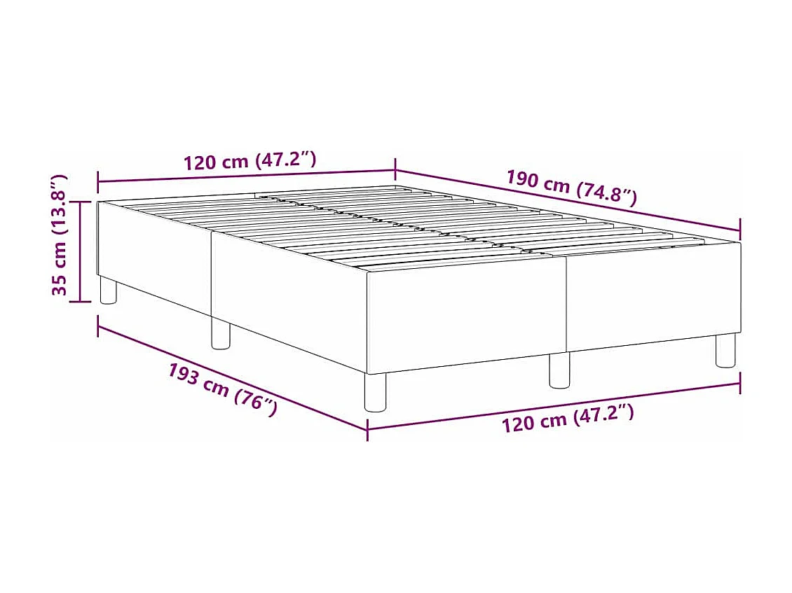 Cama de plataforma Gris Claro 120 x 190 cm tela