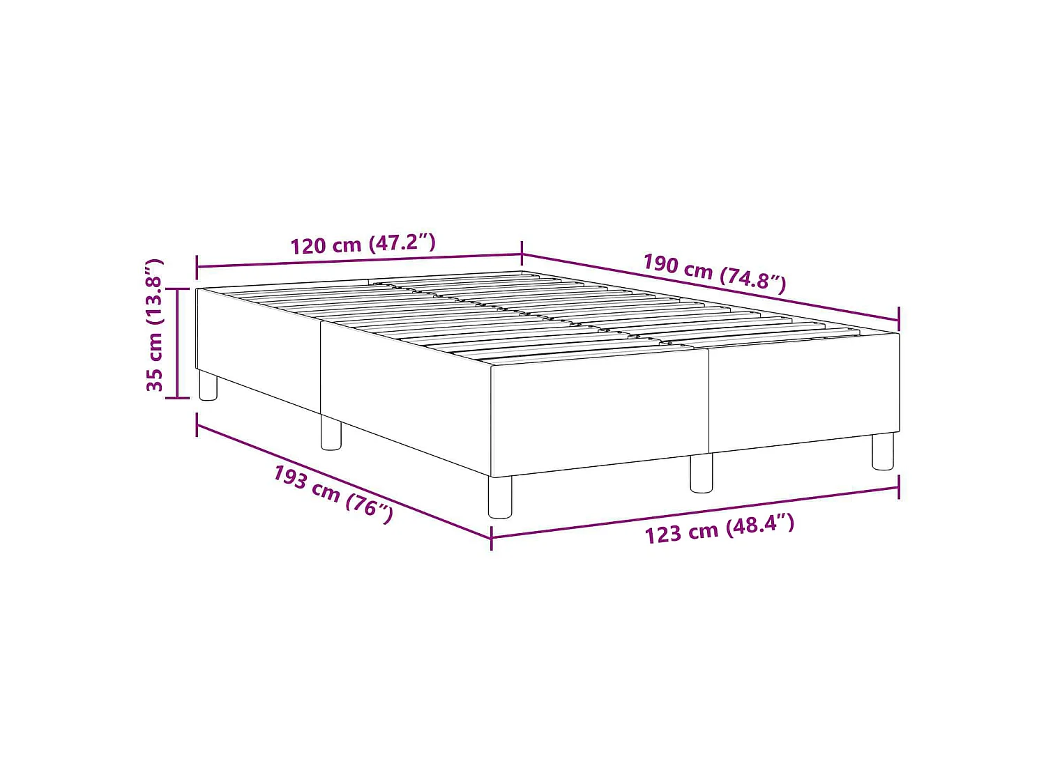 Plattformbettgestell Hellgrau 120 x 190 cm Cordstoff