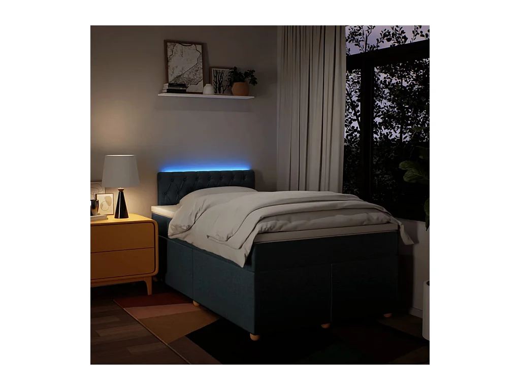 Sommier à lattes de lit avec matelas Bleu 120x200 cm Tissu