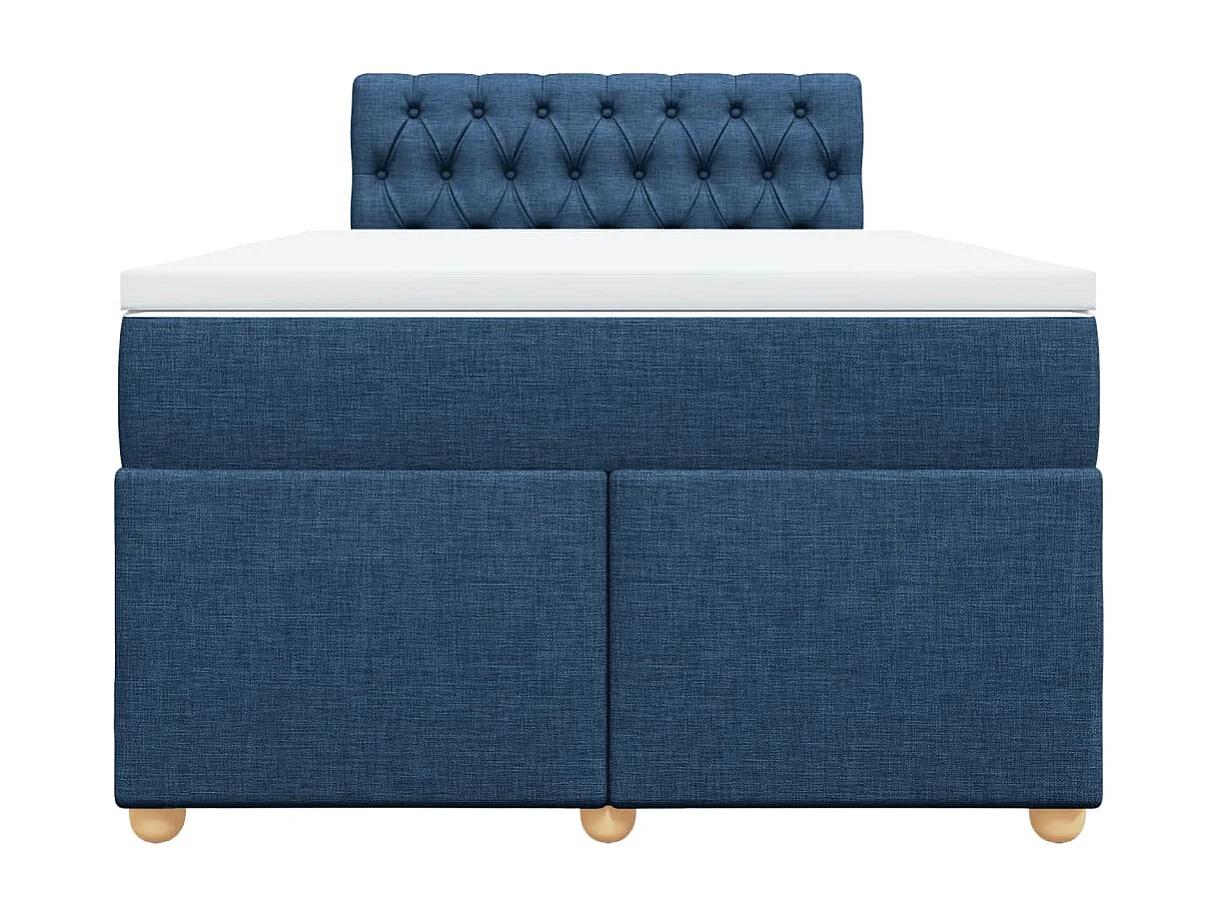 Cama box spring con colchón tela azul 120x200 cm
