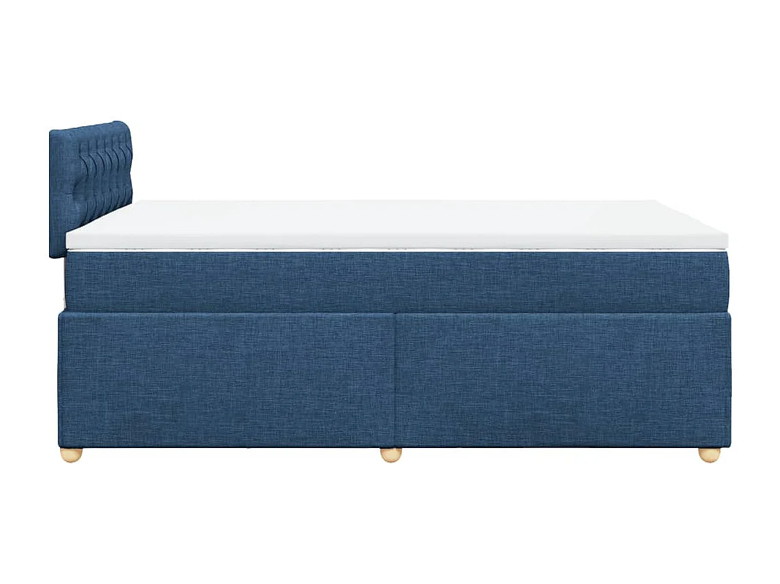 Cama box spring con colchón tela azul 120x200 cm