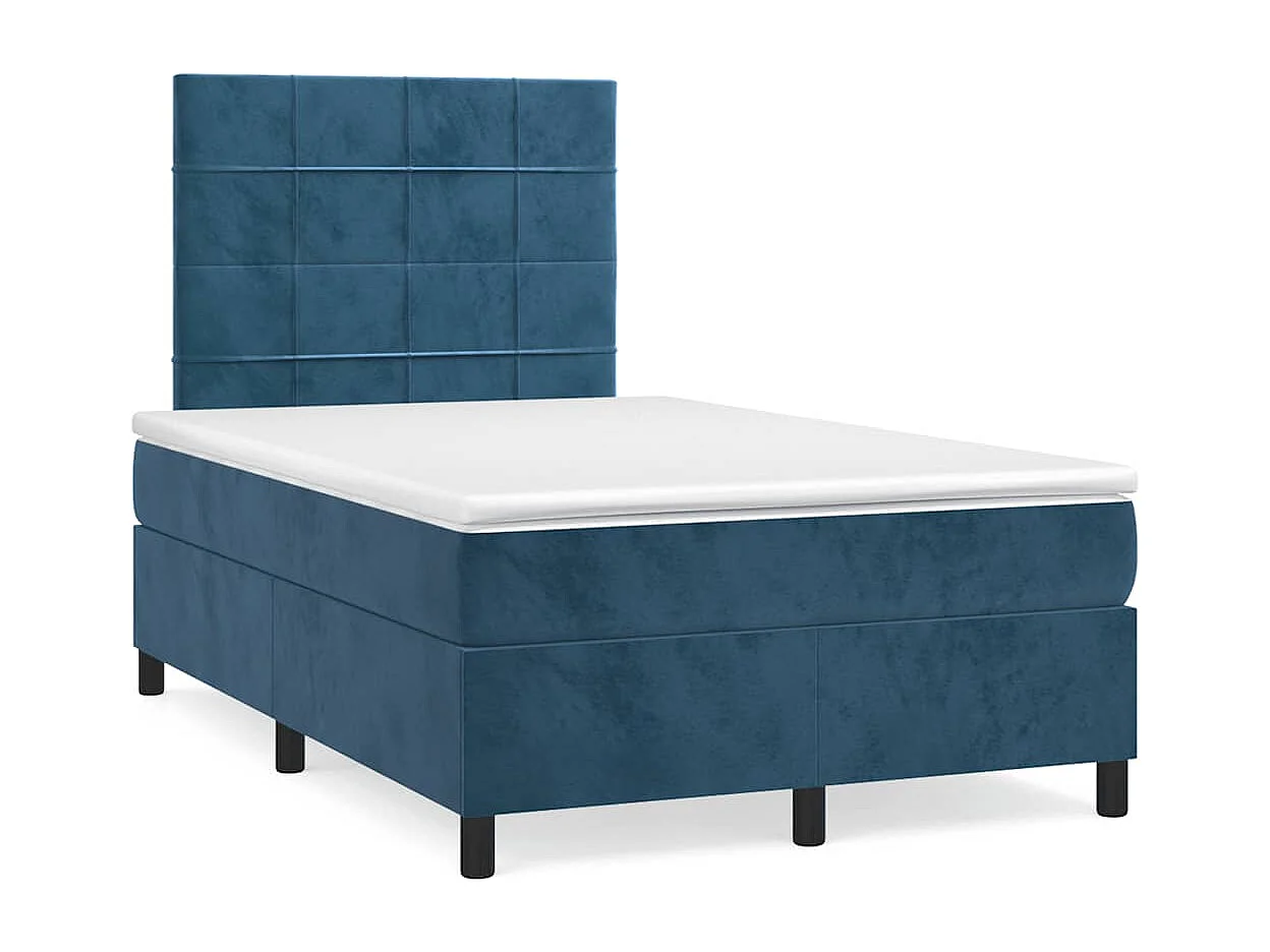 Boxspring met matras en LED fluweel donkerblauw 120x190 cm