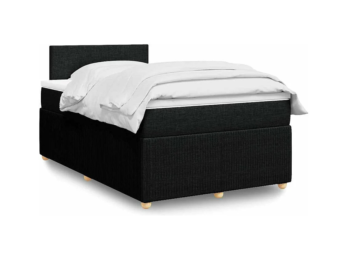Cama box spring con colchón tela negro 120x200 cm