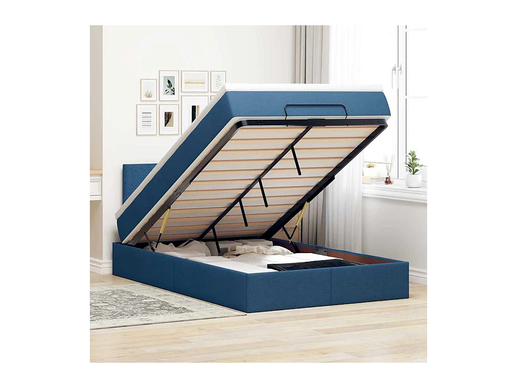 Bed met matras 120x200 cm stof blauw