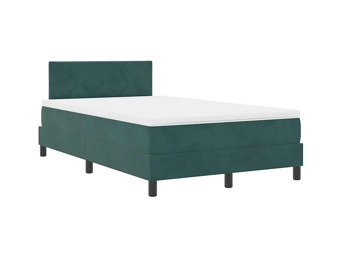 Lit à ressorts avec matelas Vert foncé 120 x 190 cm tissu