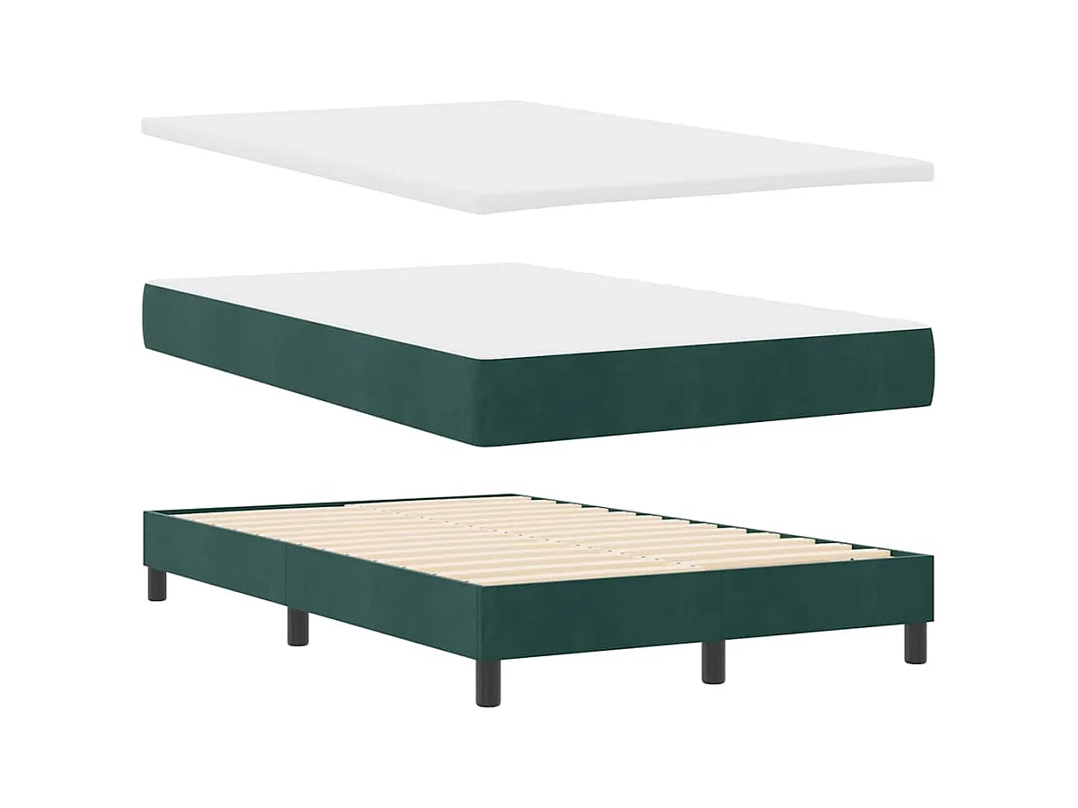 Lit à ressorts avec matelas Vert foncé 120 x 190 cm tissu