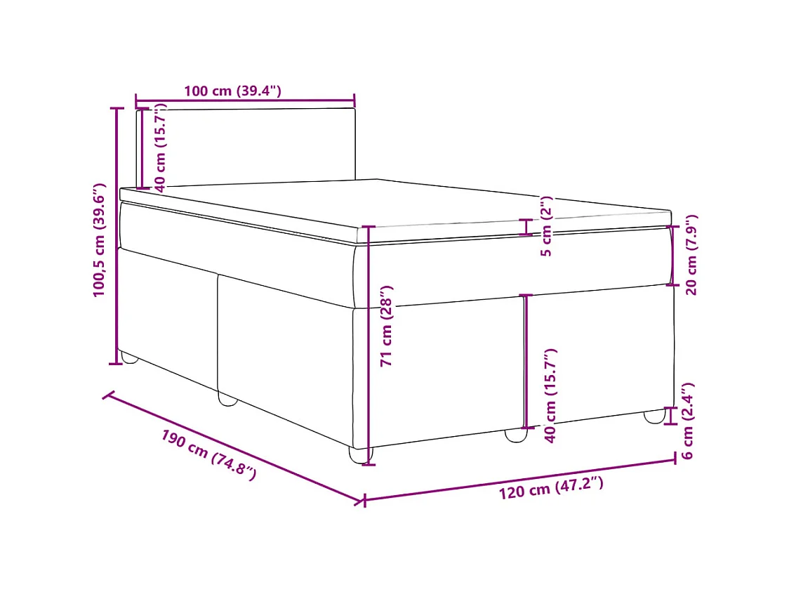 Sommier à lattes de lit avec matelas bleu 120x190 cm tissu