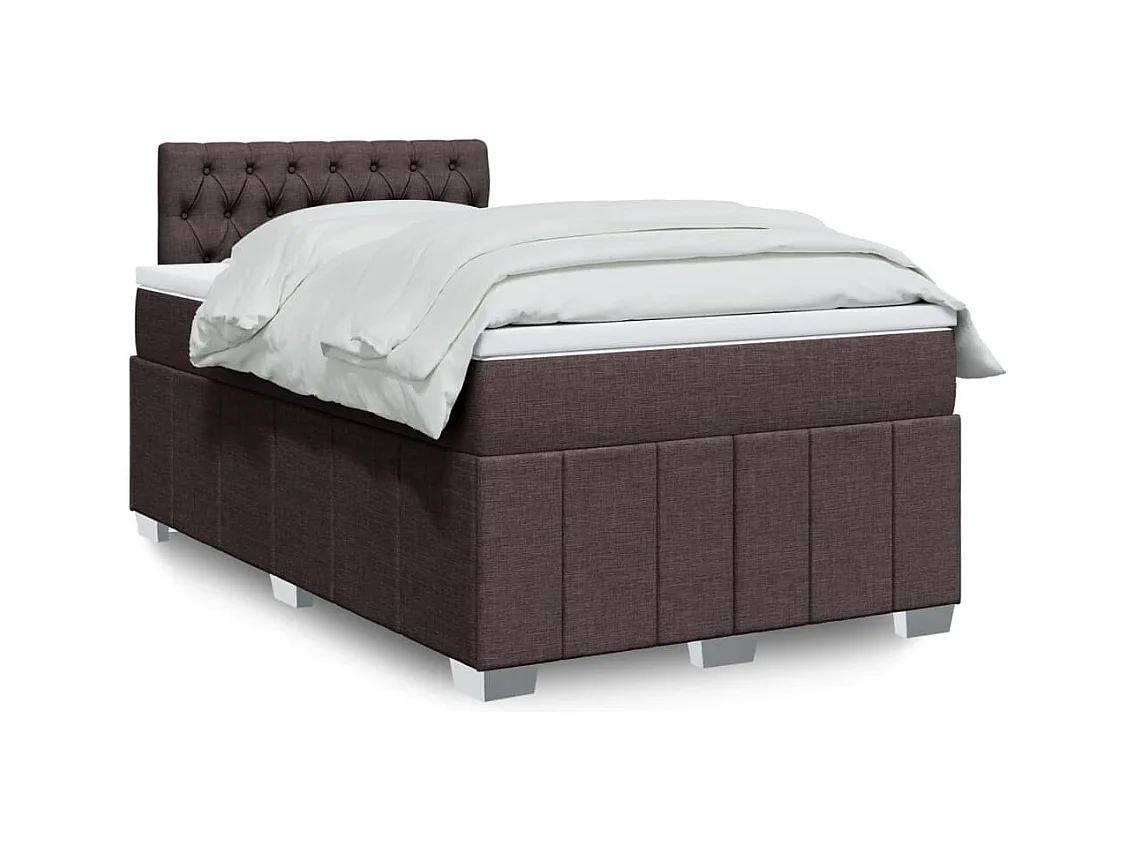 Sommier à lattes de lit et matelas marron foncé 120x190cm tissu