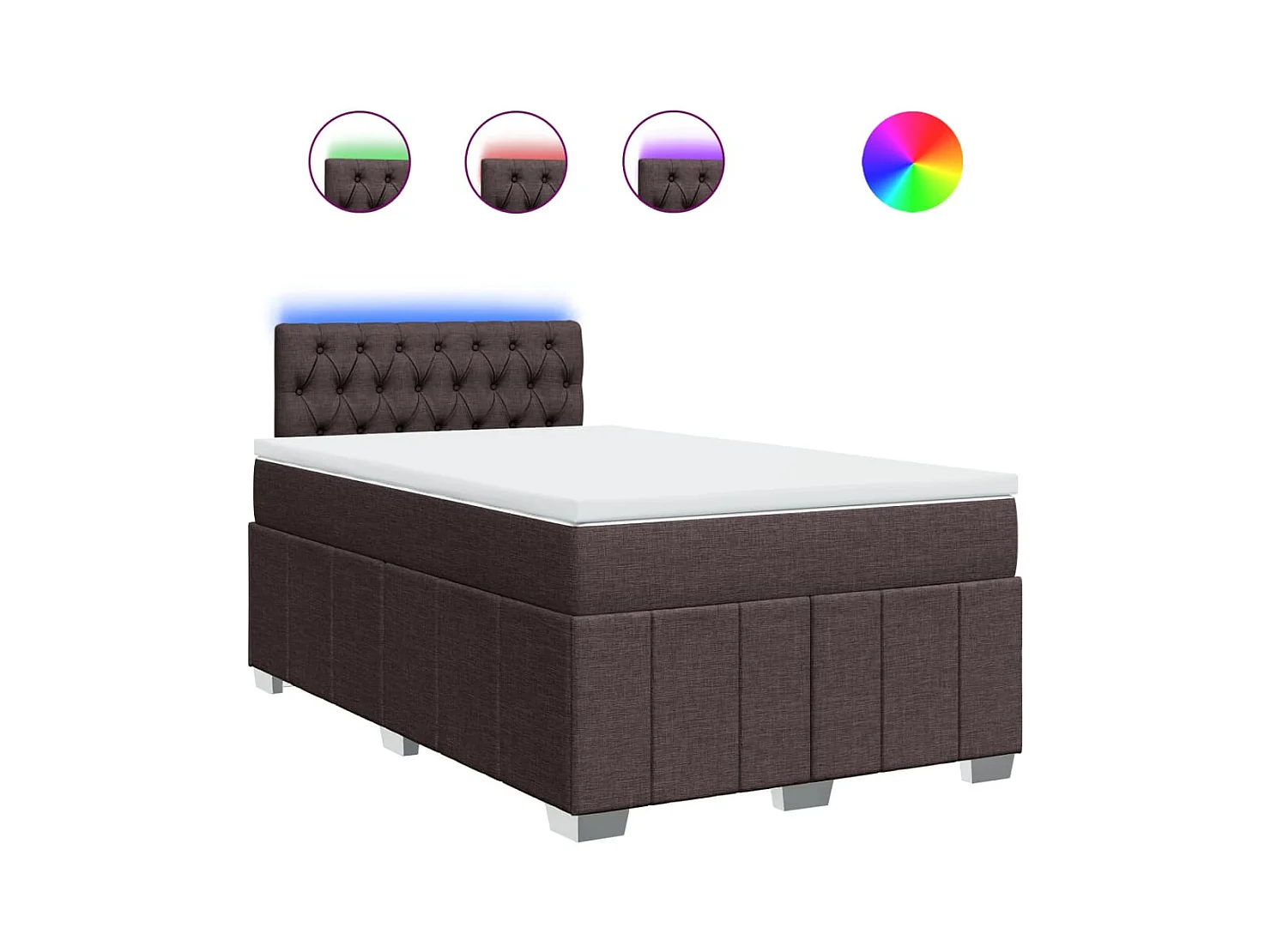 Sommier à lattes de lit et matelas marron foncé 120x190cm tissu