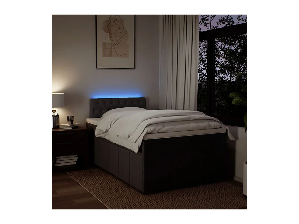 Sommier à lattes de lit et matelas marron foncé 120x190cm tissu