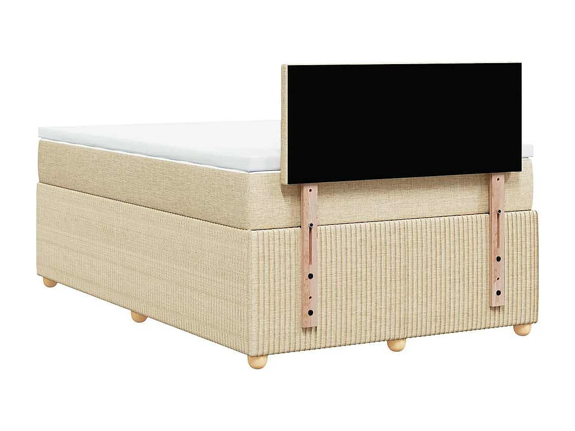 Cama box spring con colchón tela color crema 120x190 cm