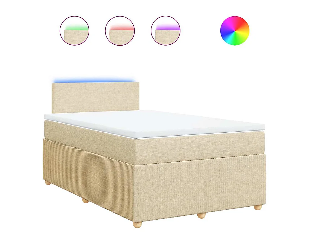 Sommier à lattes de lit avec matelas crème 120x190 cm tissu