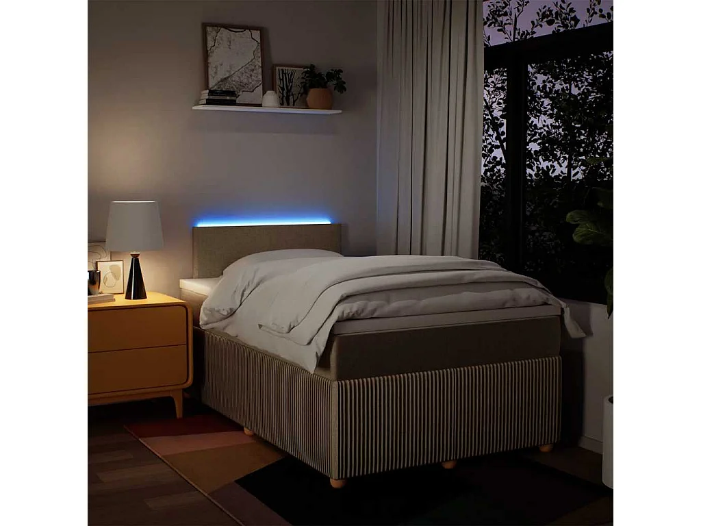 Sommier à lattes de lit avec matelas crème 120x190 cm tissu