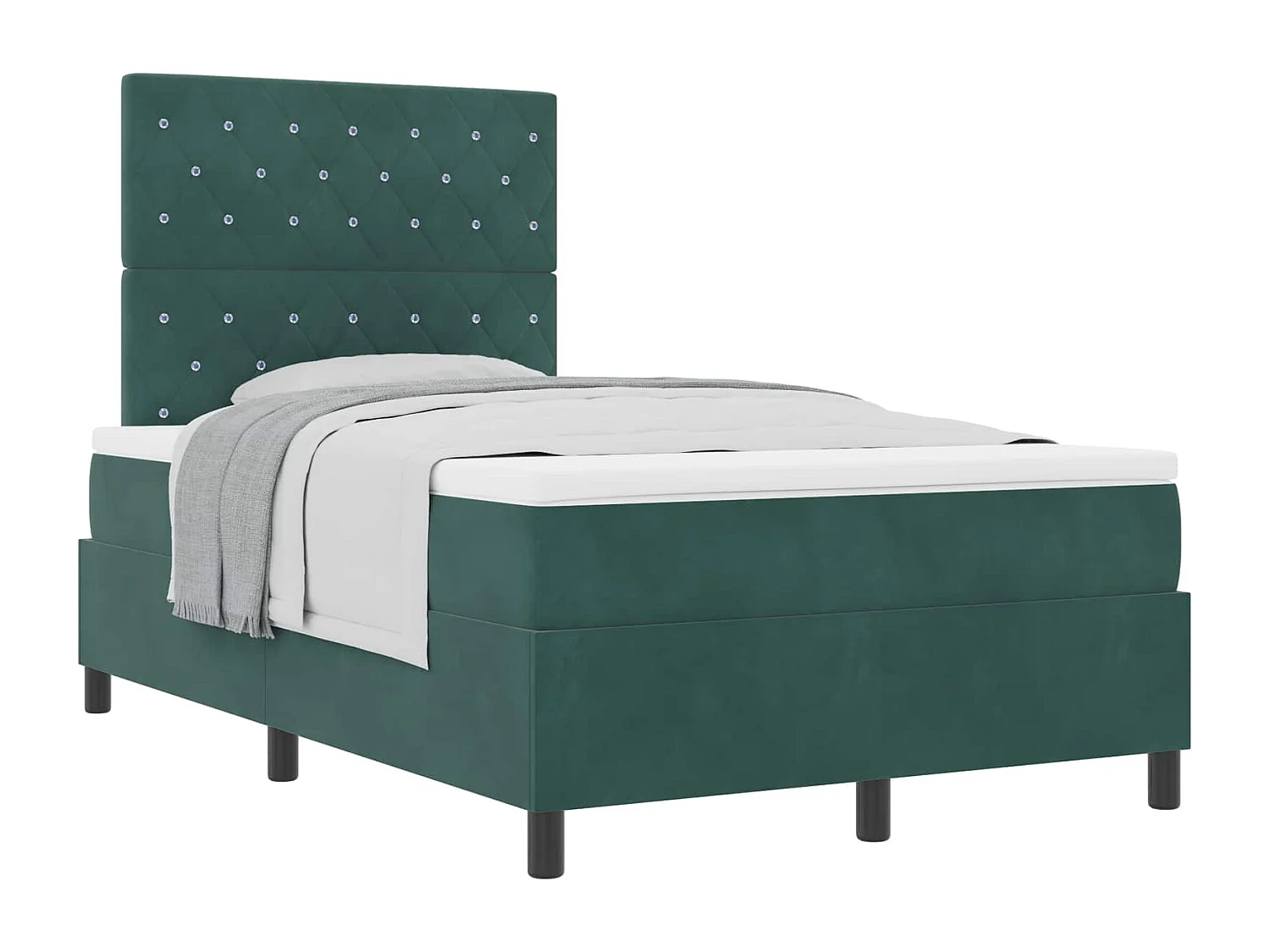 Lit à ressorts avec matelas Vert foncé 120 x 200 cm tissu