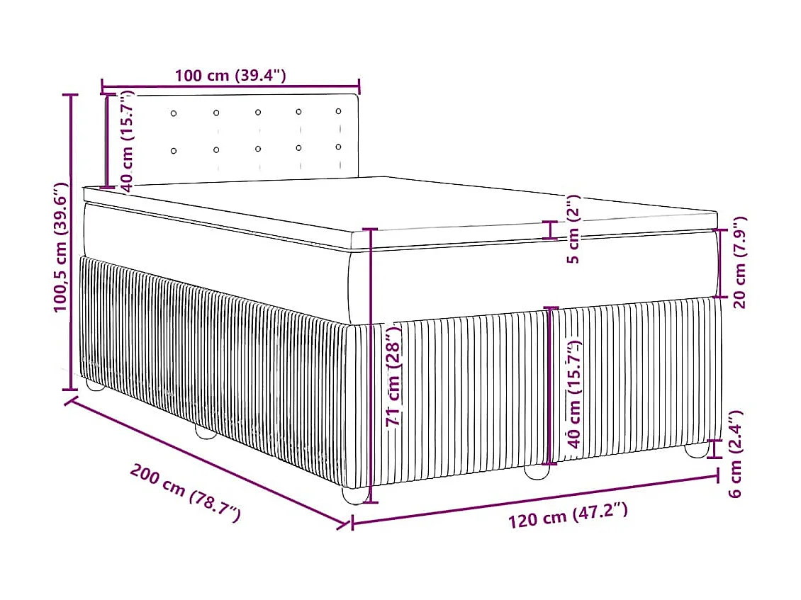 Boxspring met matras stof crèmekleurig 120x200 cm