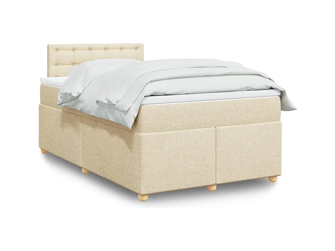 Sommier à lattes de lit avec matelas Crème 120x200 cm Tissu