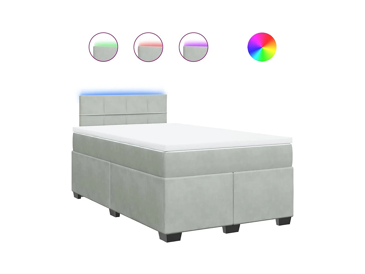 Sommier à lattes de lit et matelas gris clair 120x190cm velours