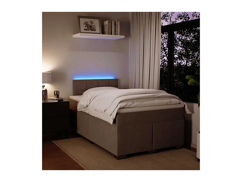 Sommier à lattes de lit et matelas gris clair 120x190cm velours