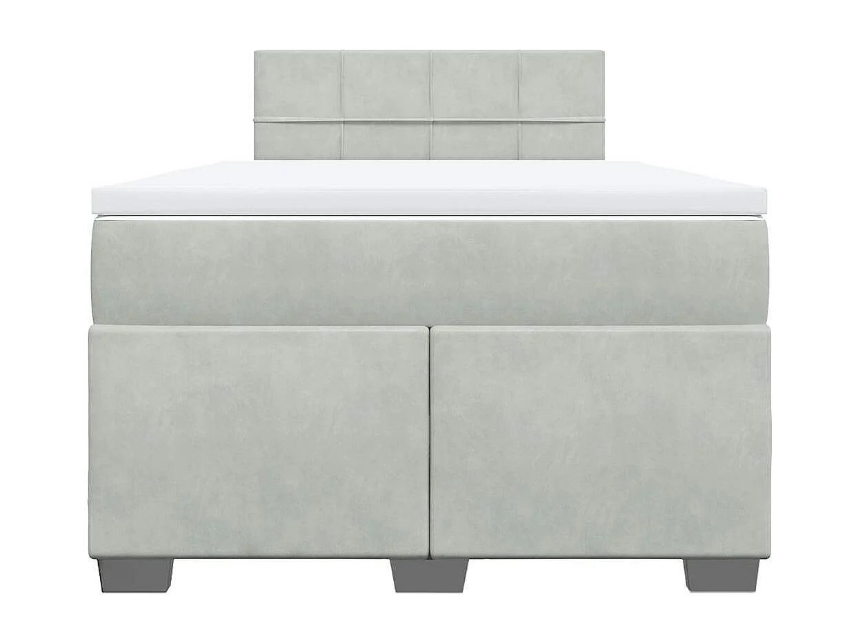 Sommier à lattes de lit et matelas gris clair 120x190cm velours