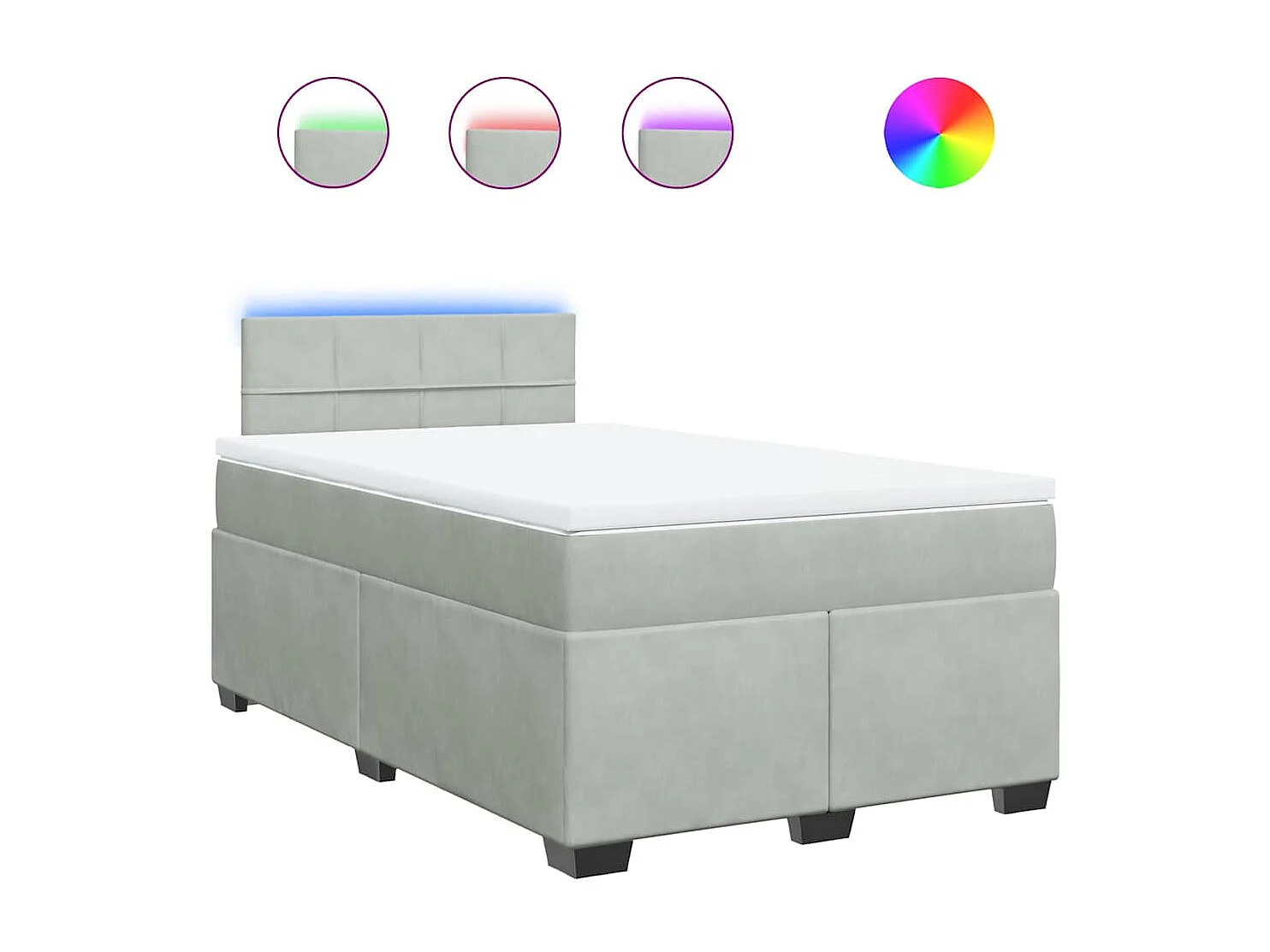 Boxspring met matras fluweel lichtgrijs 120x190 cm