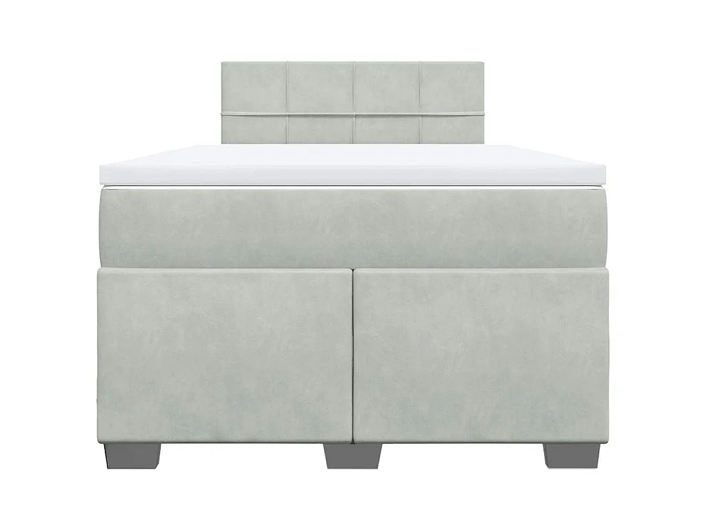 Cama box spring con colchón terciopelo gris claro 120x190 cm