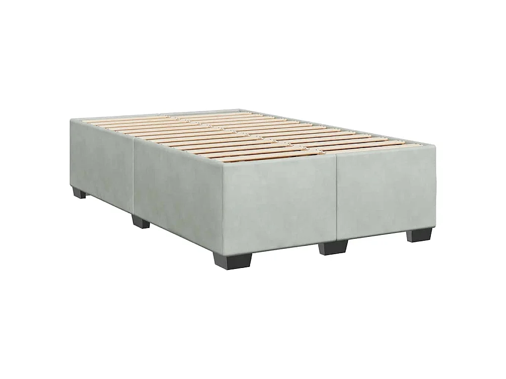 Cama box spring con colchón terciopelo gris claro 120x190 cm