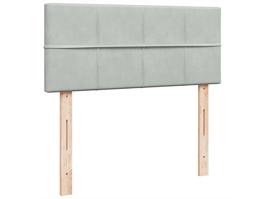 Cama box spring con colchón terciopelo gris claro 120x190 cm