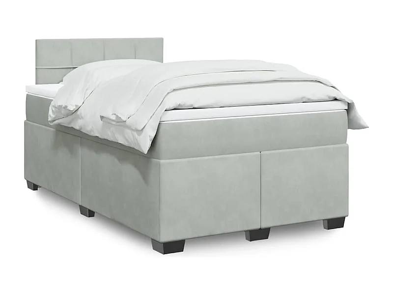 Boxspring met matras fluweel lichtgrijs 120x190 cm