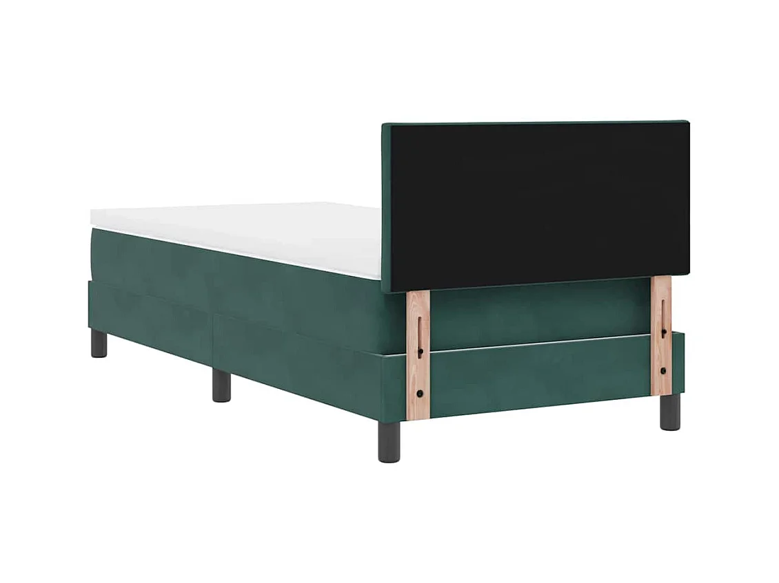 Lit à ressorts avec matelas Vert foncé 100 x 200 cm tissu