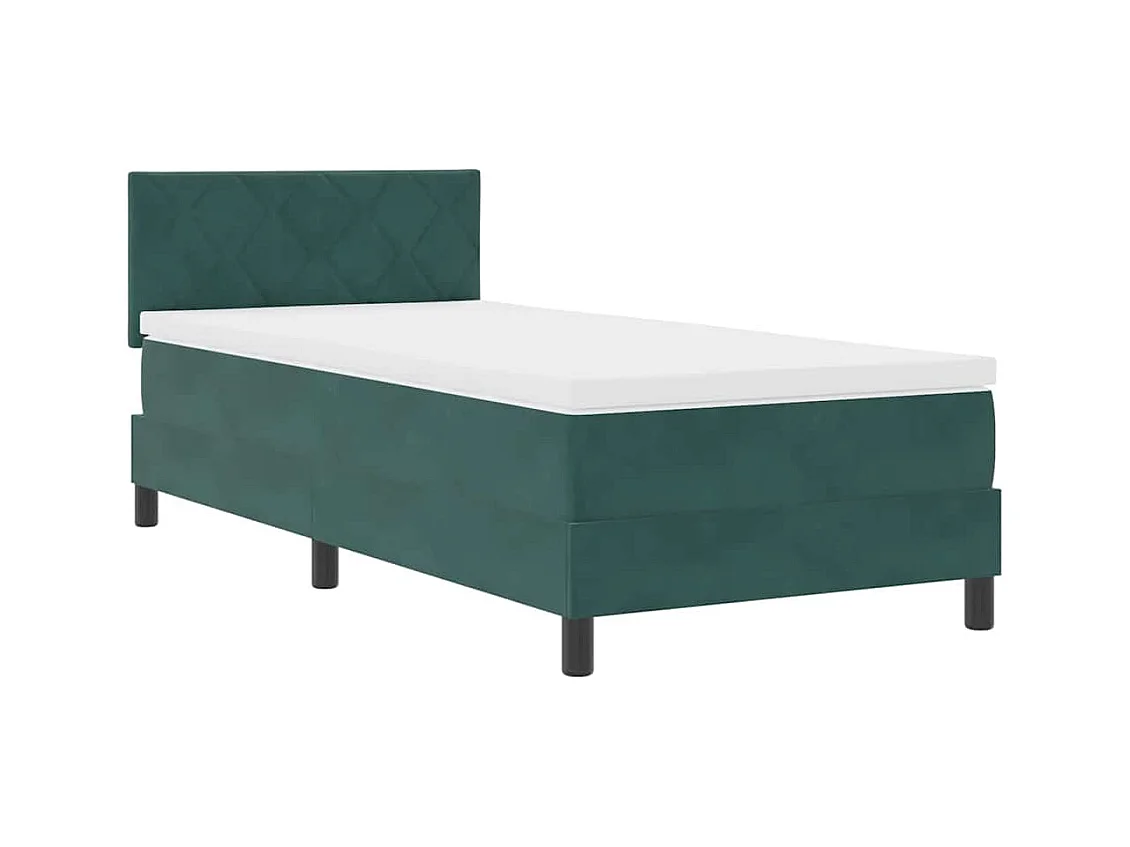 Lit à ressorts avec matelas Vert foncé 100 x 200 cm tissu