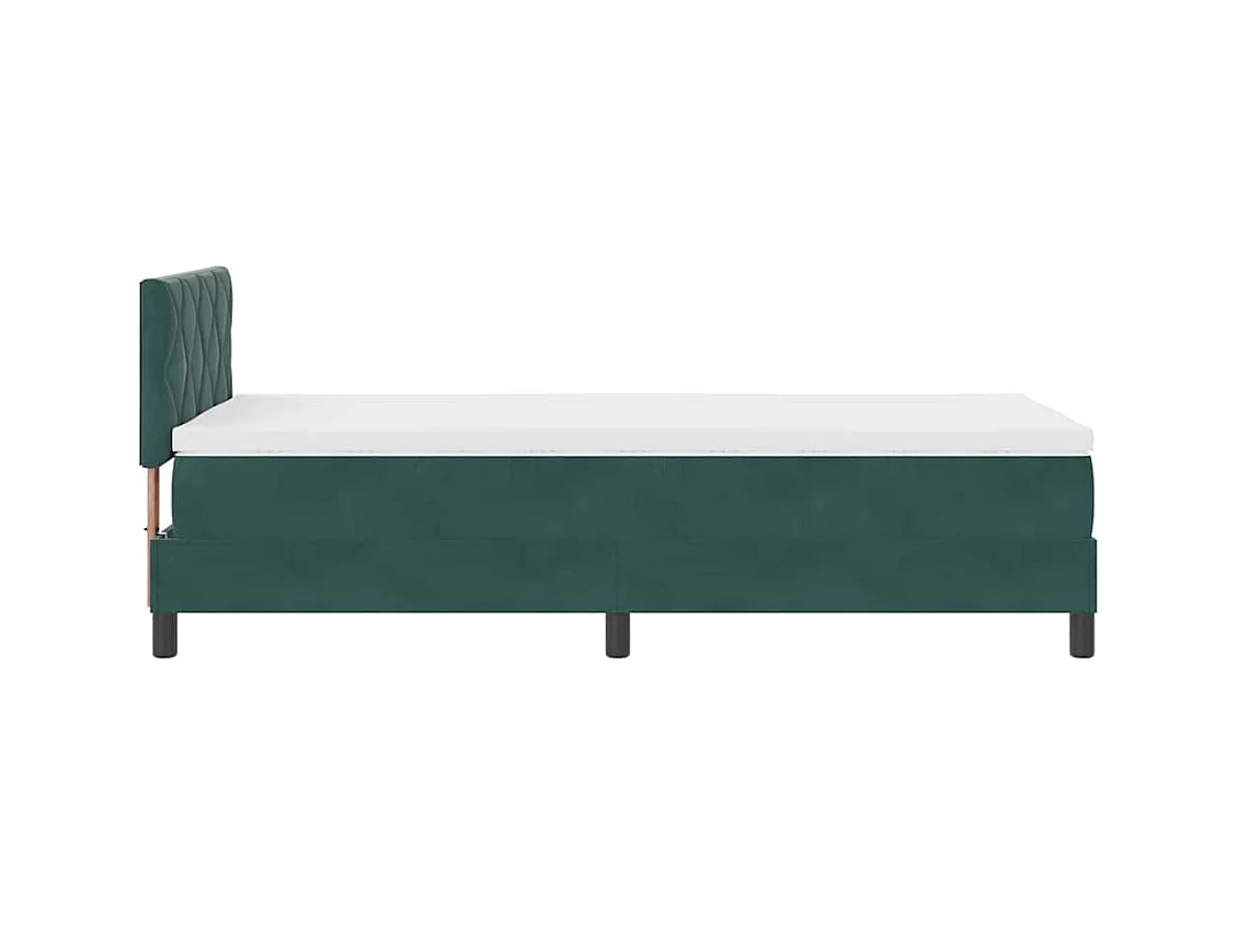 Lit à ressorts avec matelas Vert foncé 100 x 200 cm tissu