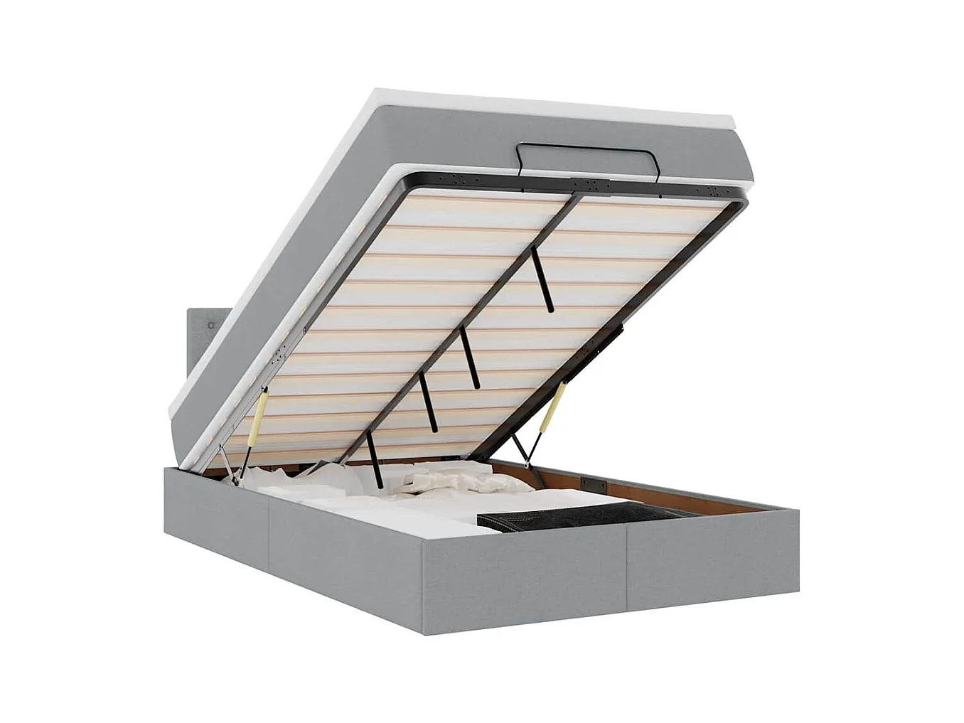 Pouf Letto con Materasso Grigio Chiaro 120x200 cm in Tessuto