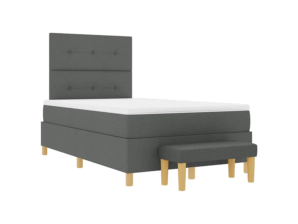 Letto a molle con testiera Grigio scuro 200 x 120 cm Tessuto